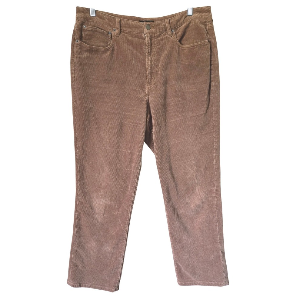 Quince Organic Stretch Corduroy Straight Leg Pants Warm Brown Womens 14